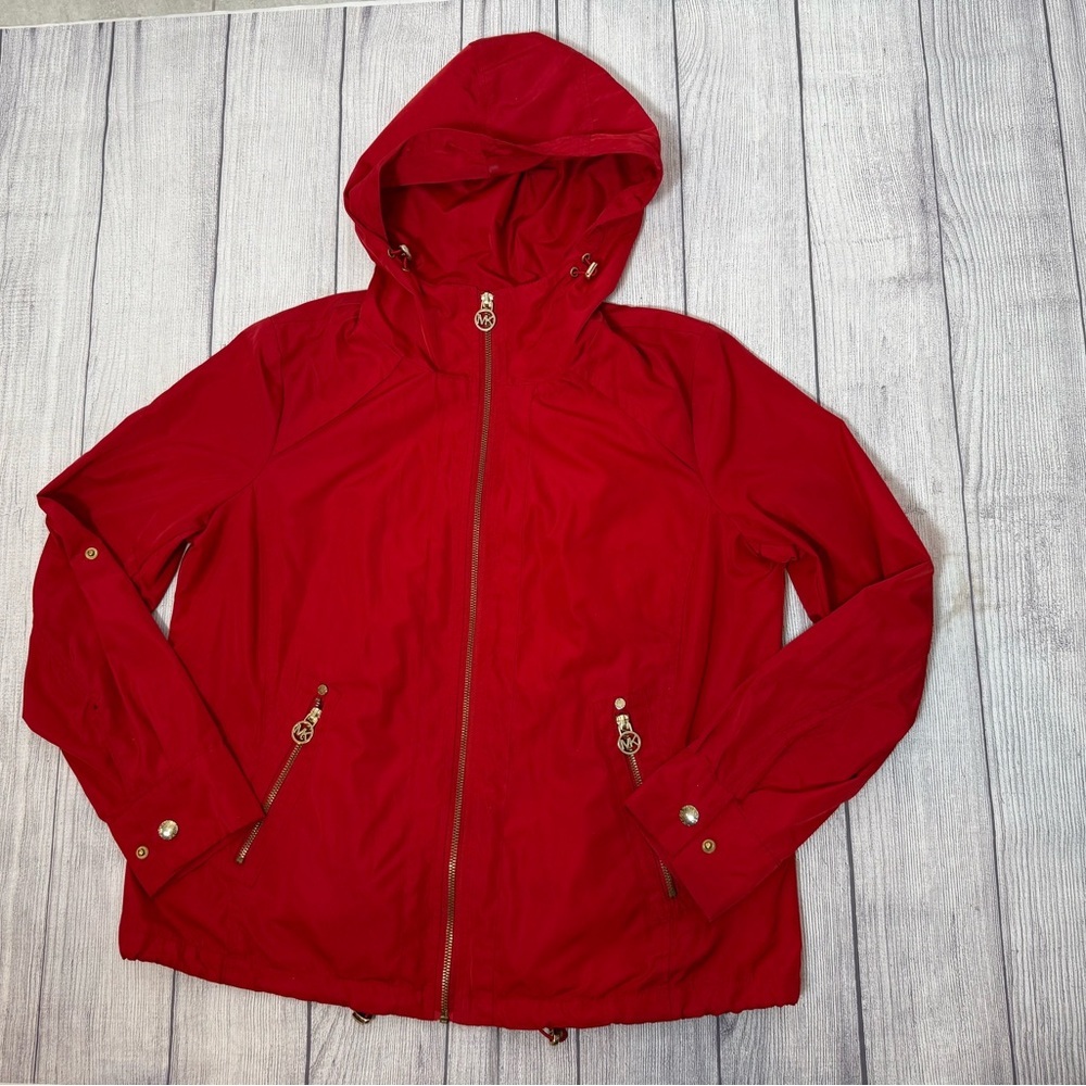 Michael Michael Kors Red Hooded Zip-Up Jacket Gold
Hardware Size M - Picture 11 of 16